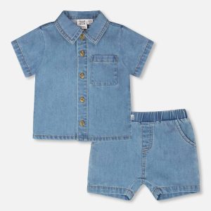Light Blue Chambray Top And Short Set - Image 8