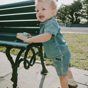 Light Blue Chambray Top And Short Set - Image 2