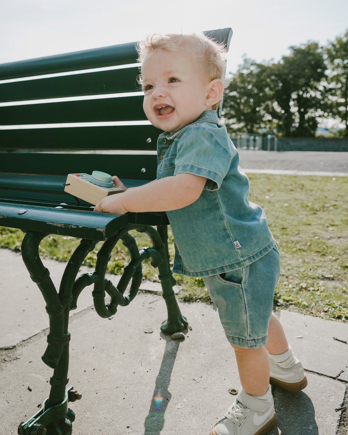 Light Blue Chambray Top And Short Set - Image 2