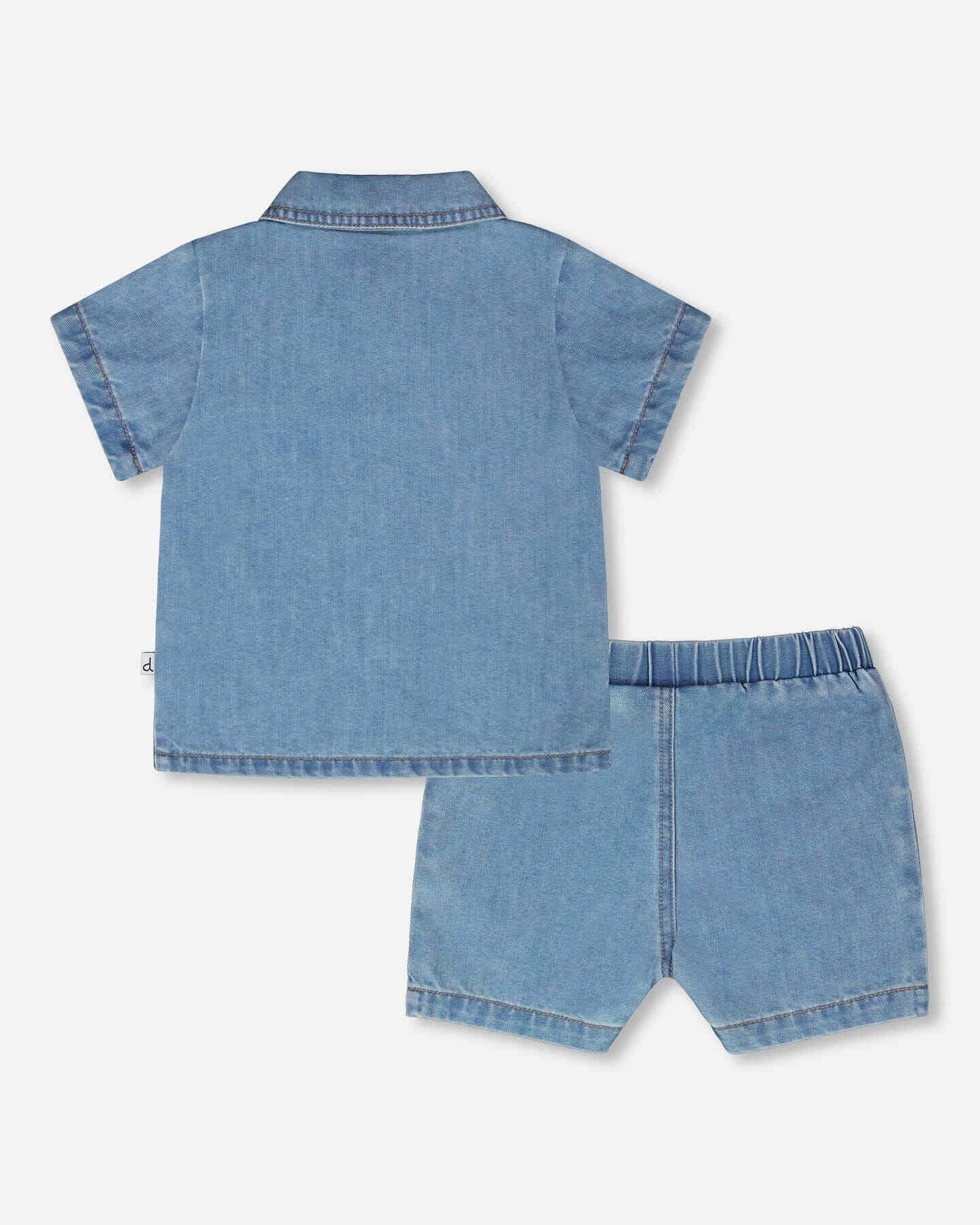 Light Blue Chambray Top And Short Set - Image 3