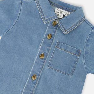 Light Blue Chambray Top And Short Set - Image 4