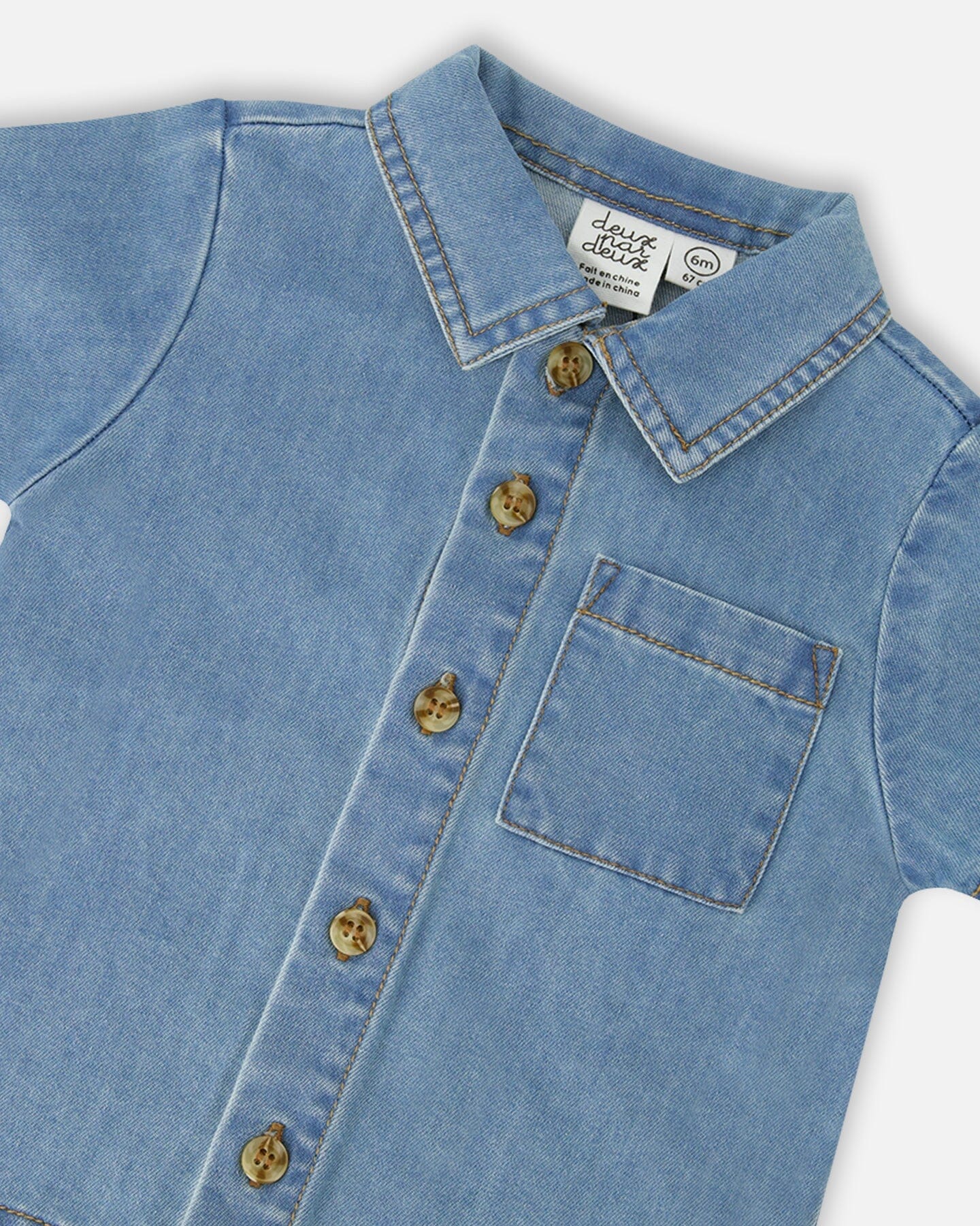 Light Blue Chambray Top And Short Set - Image 4