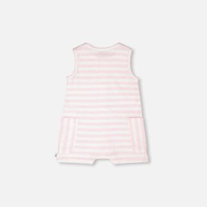 Alternative view of Cotton Striped Romper White And Pink Stripes