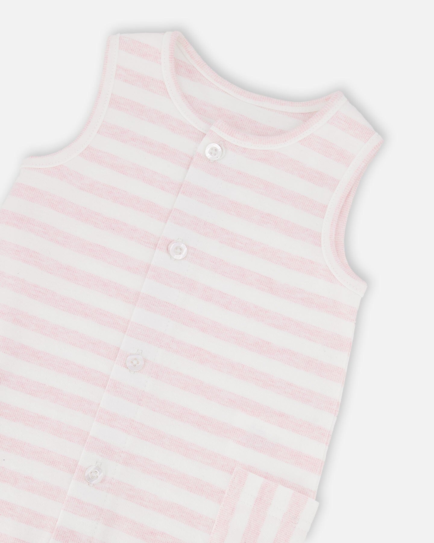 Cotton Striped Romper White And Pink Stripes - Image 3