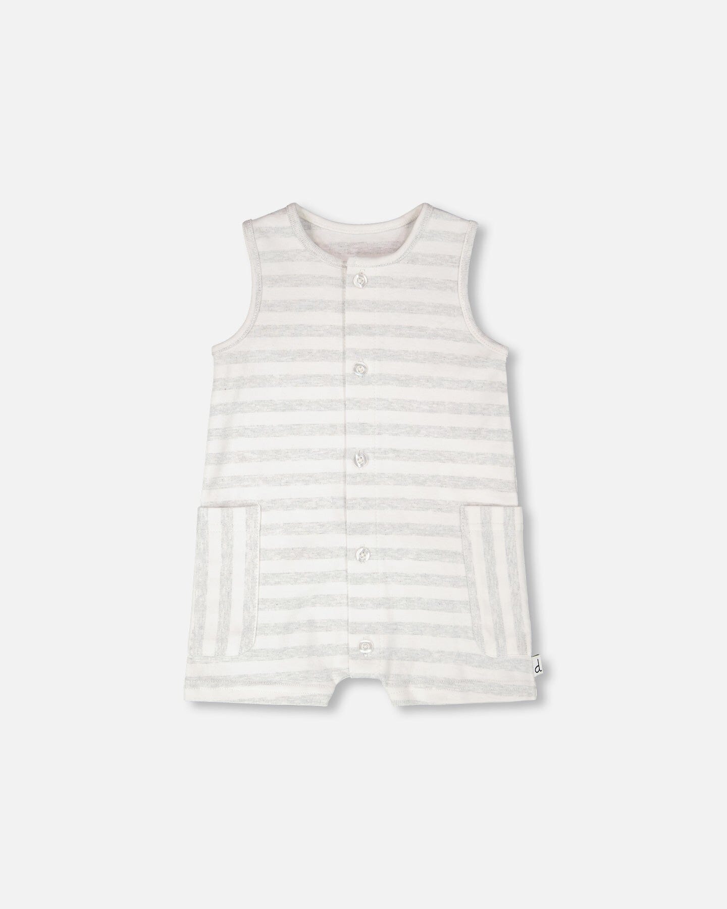 Cotton Striped Romper White And Grey Stripes - Image 5
