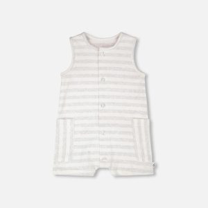 Cotton Striped Romper White And Grey Stripes