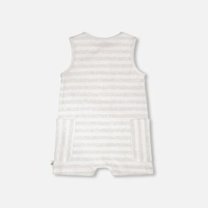 Alternative view of Cotton Striped Romper White And Grey Stripes