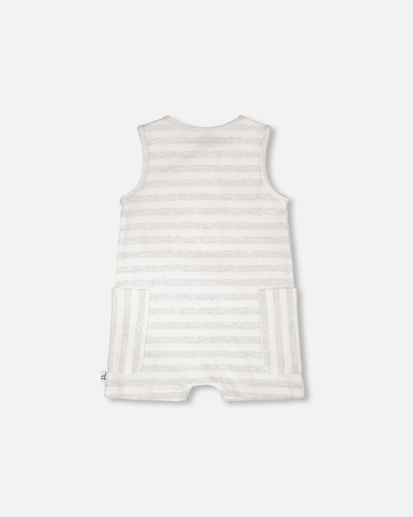 Cotton Striped Romper White And Grey Stripes - Image 2