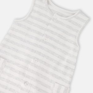 Cotton Striped Romper White And Grey Stripes - Image 3