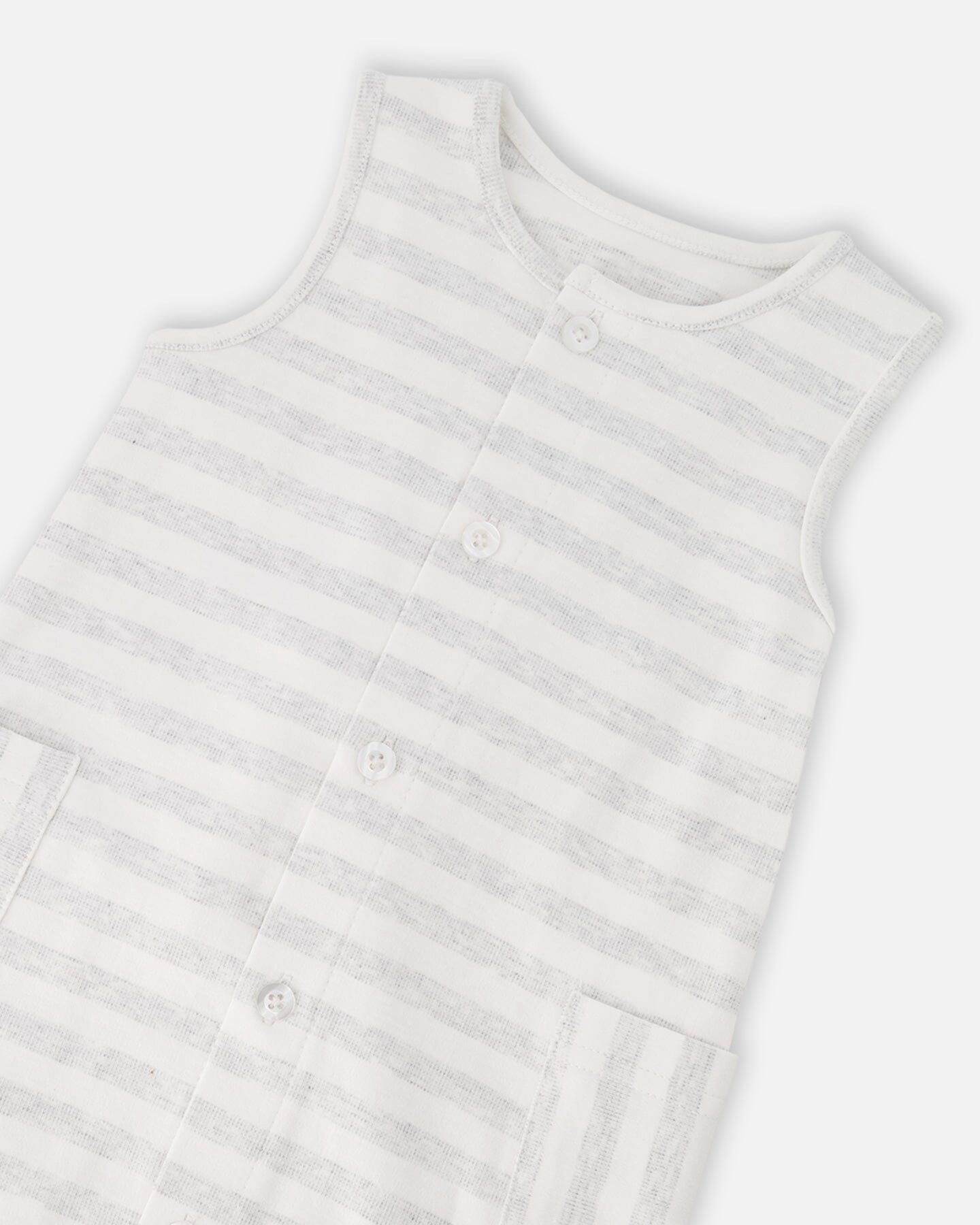 Cotton Striped Romper White And Grey Stripes - Image 3