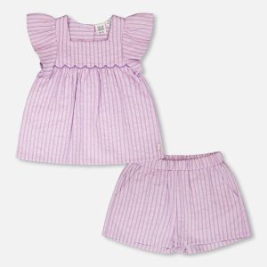 Top And Short Set Lavender Stripes - Image 15