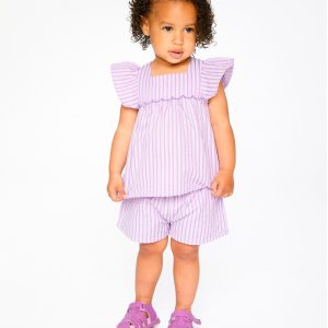 Alternative view of Top And Short Set Lavender Stripes