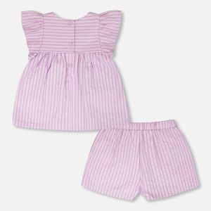 Top And Short Set Lavender Stripes - Image 3