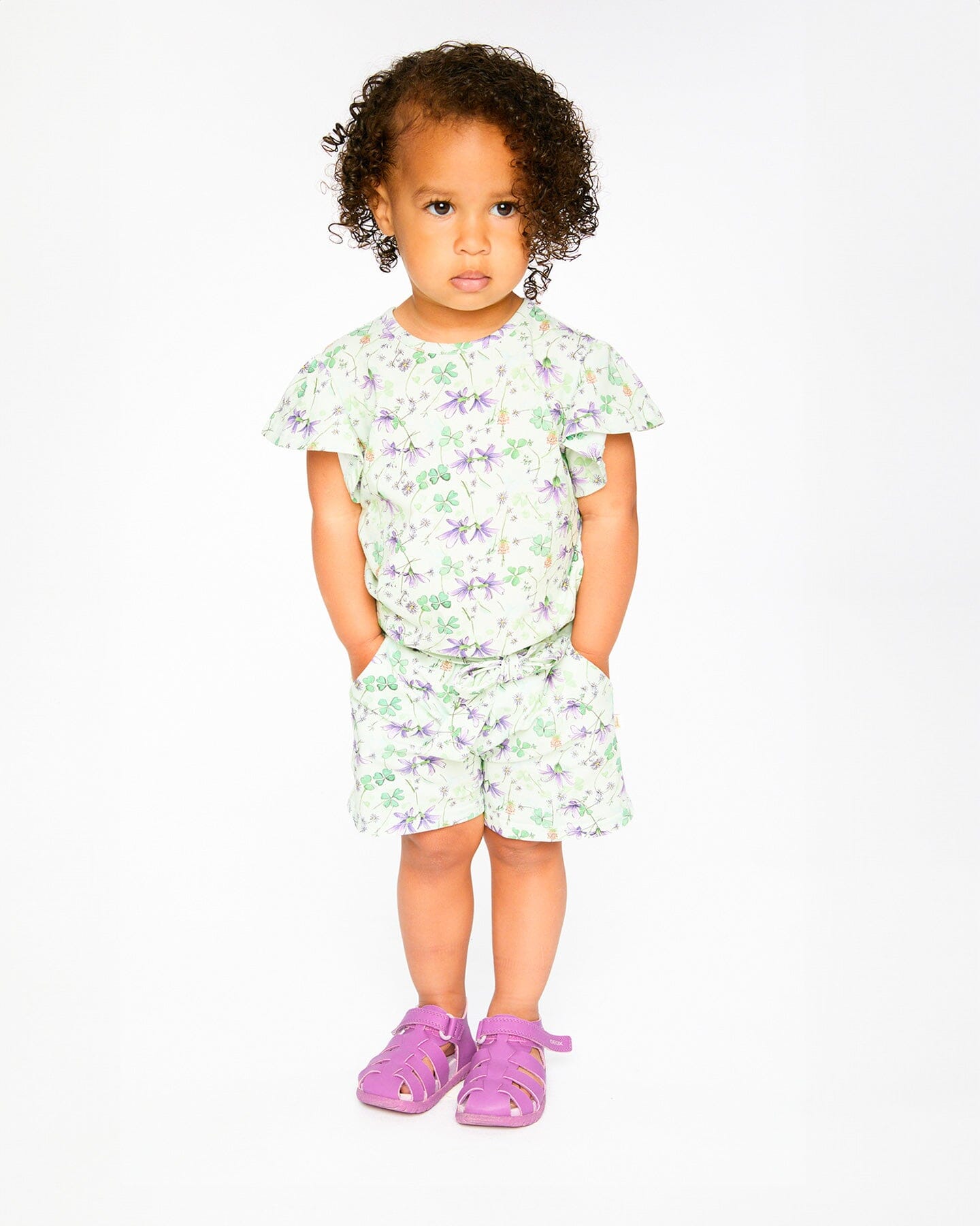 Jersey Shorts Green Printed Flowers - Image 3