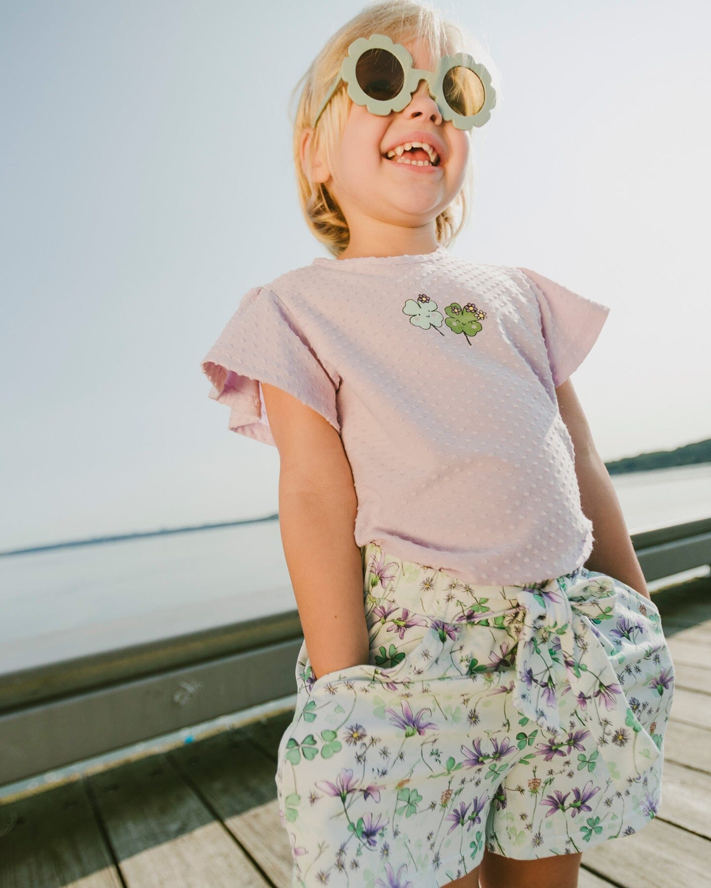 Jersey Shorts Green Printed Flowers - Image 2
