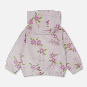 French Terry Hooded Cardigan Lilac Snails Print - Image 4