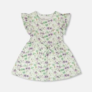 Jersey Dress Green Printed Flowers