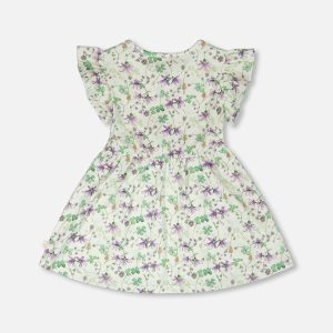Jersey Dress Green Printed Flowers - Image 3