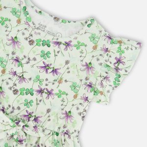 Jersey Dress Green Printed Flowers - Image 4