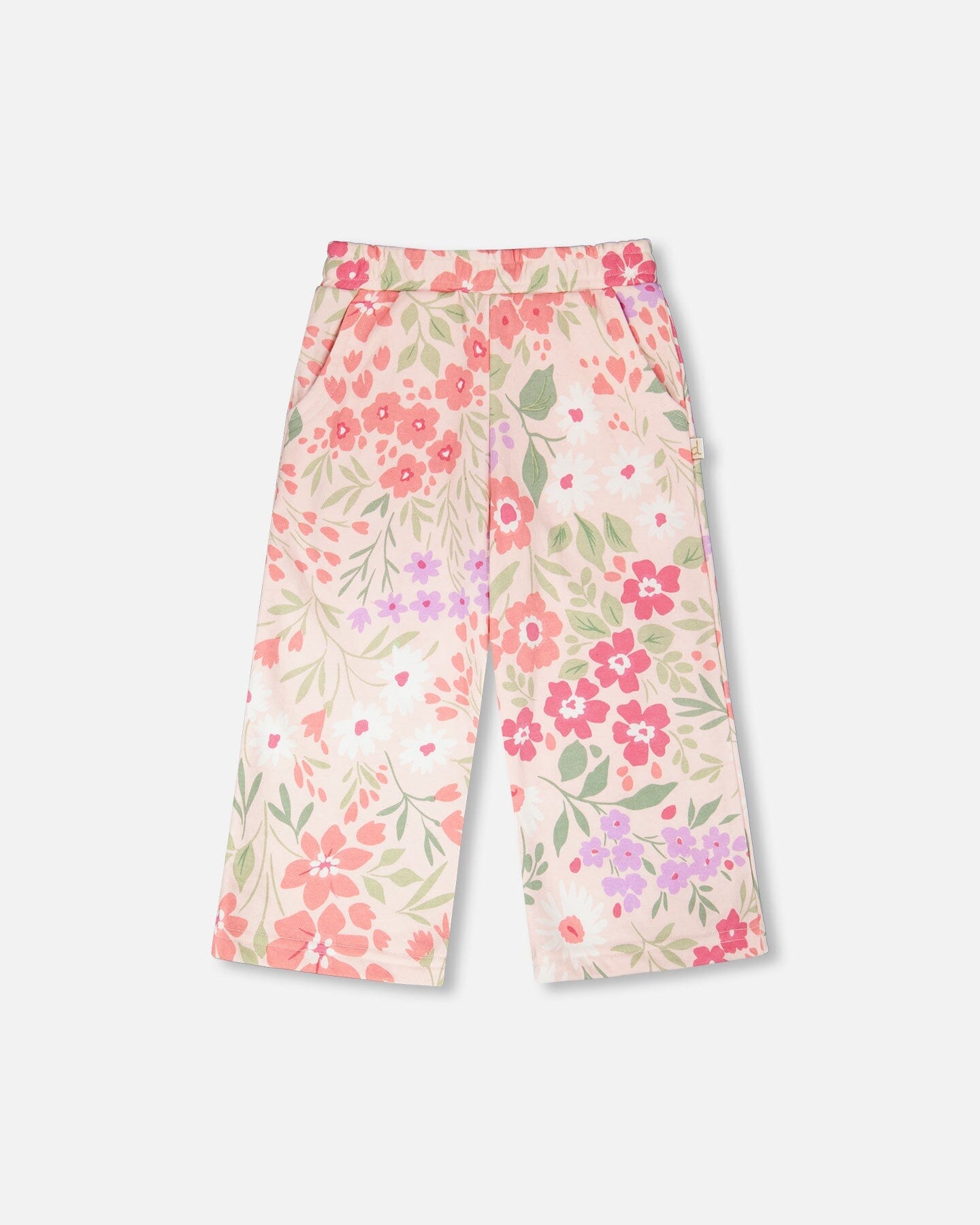French Terry Pants Pink Printed Flowers - Image 14