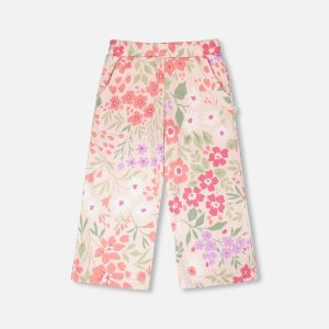 French Terry Pants Pink Printed Flowers - Image 9