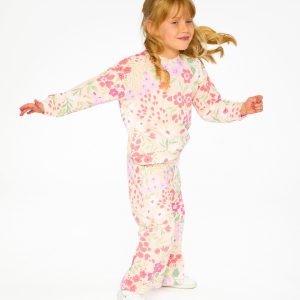 French Terry Pants Pink Printed Flowers - Image 2
