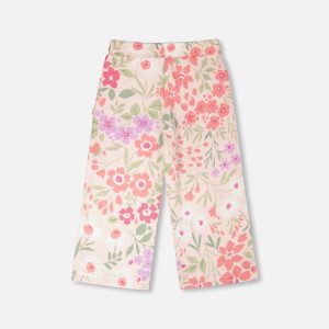 French Terry Pants Pink Printed Flowers - Image 3