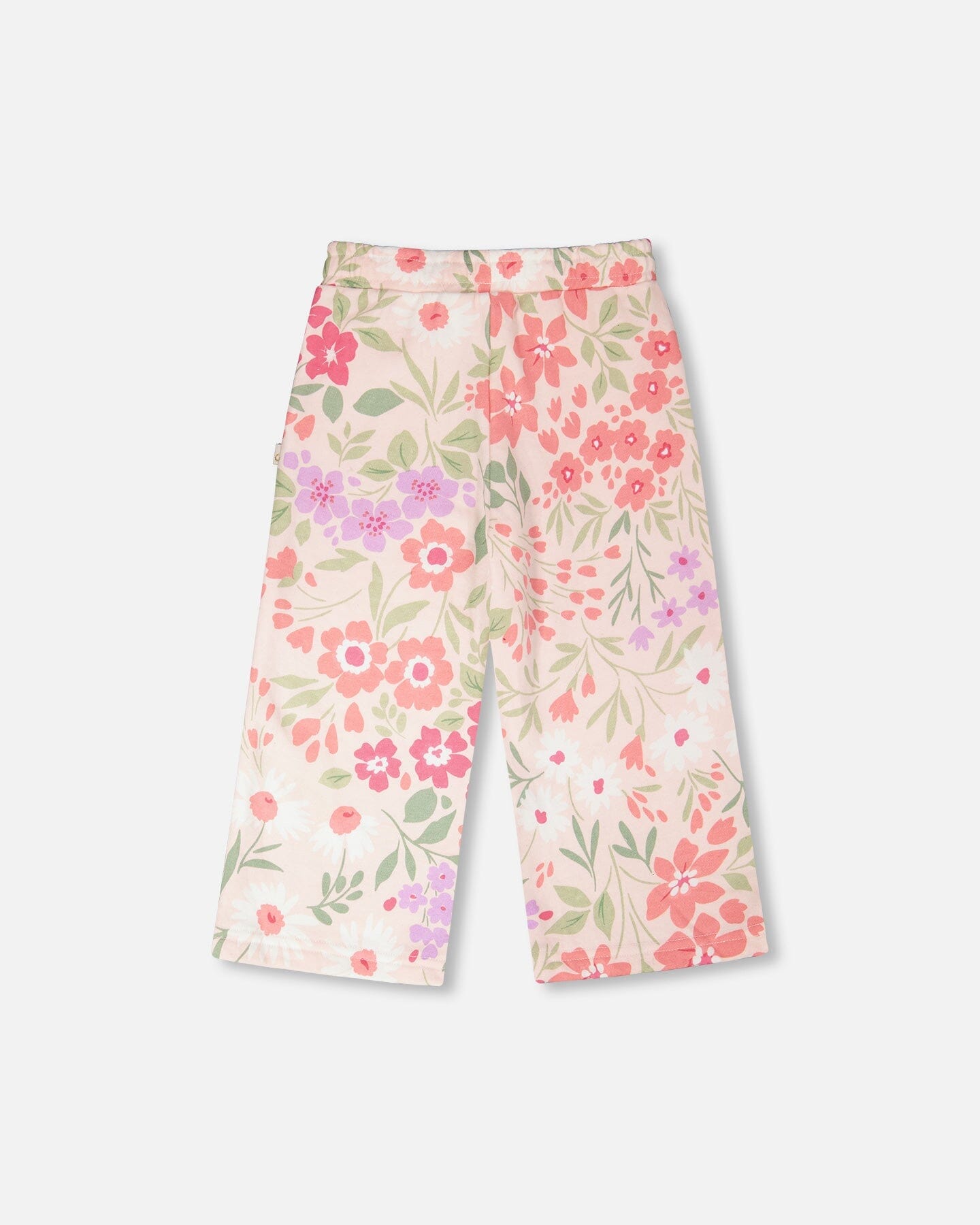 French Terry Pants Pink Printed Flowers - Image 3