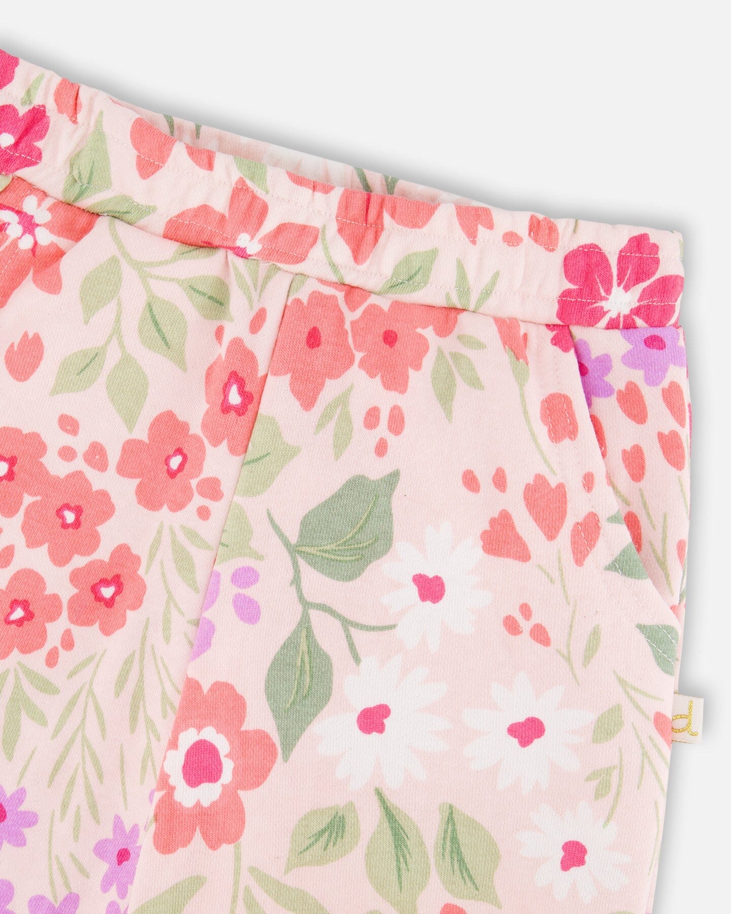 French Terry Pants Pink Printed Flowers - Image 4