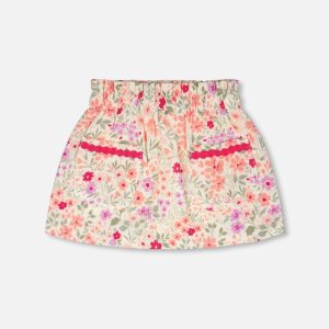 Muslin Skort Off White Printed Flowers - Image 6