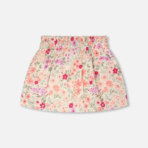 Muslin Skort Off White Printed Flowers - Image 3