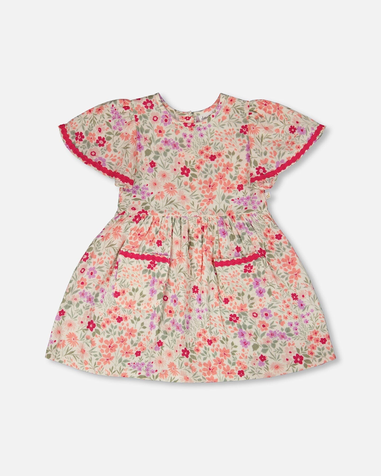 Muslin Dress Off White Printed Flowers - Image 15