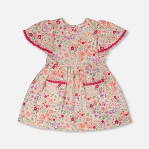 Muslin Dress Off White Printed Flowers - Image 12