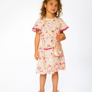 Muslin Dress Off White Printed Flowers - Image 3