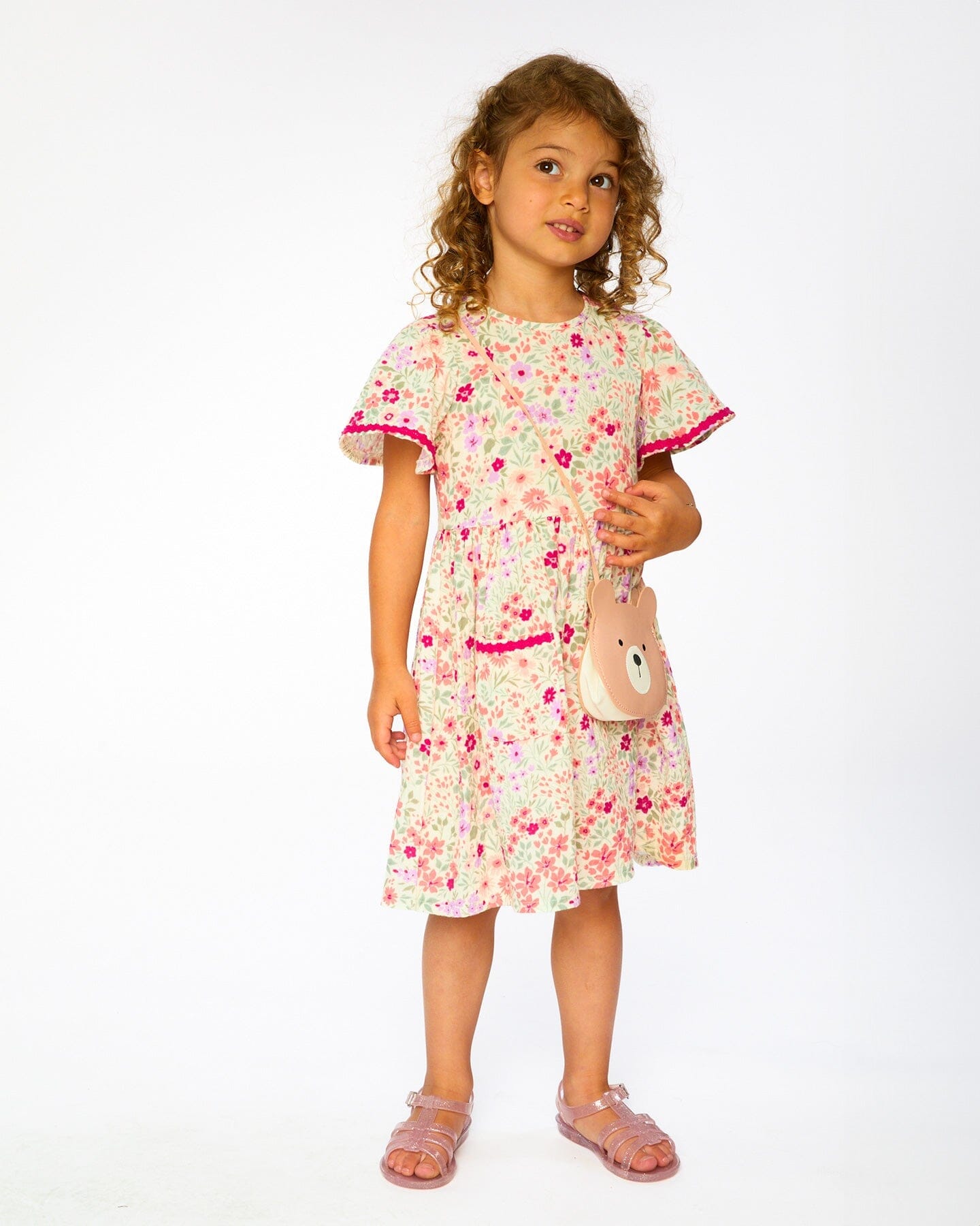 Muslin Dress Off White Printed Flowers - Image 3