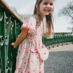 Muslin Dress Off White Printed Flowers - Image 2