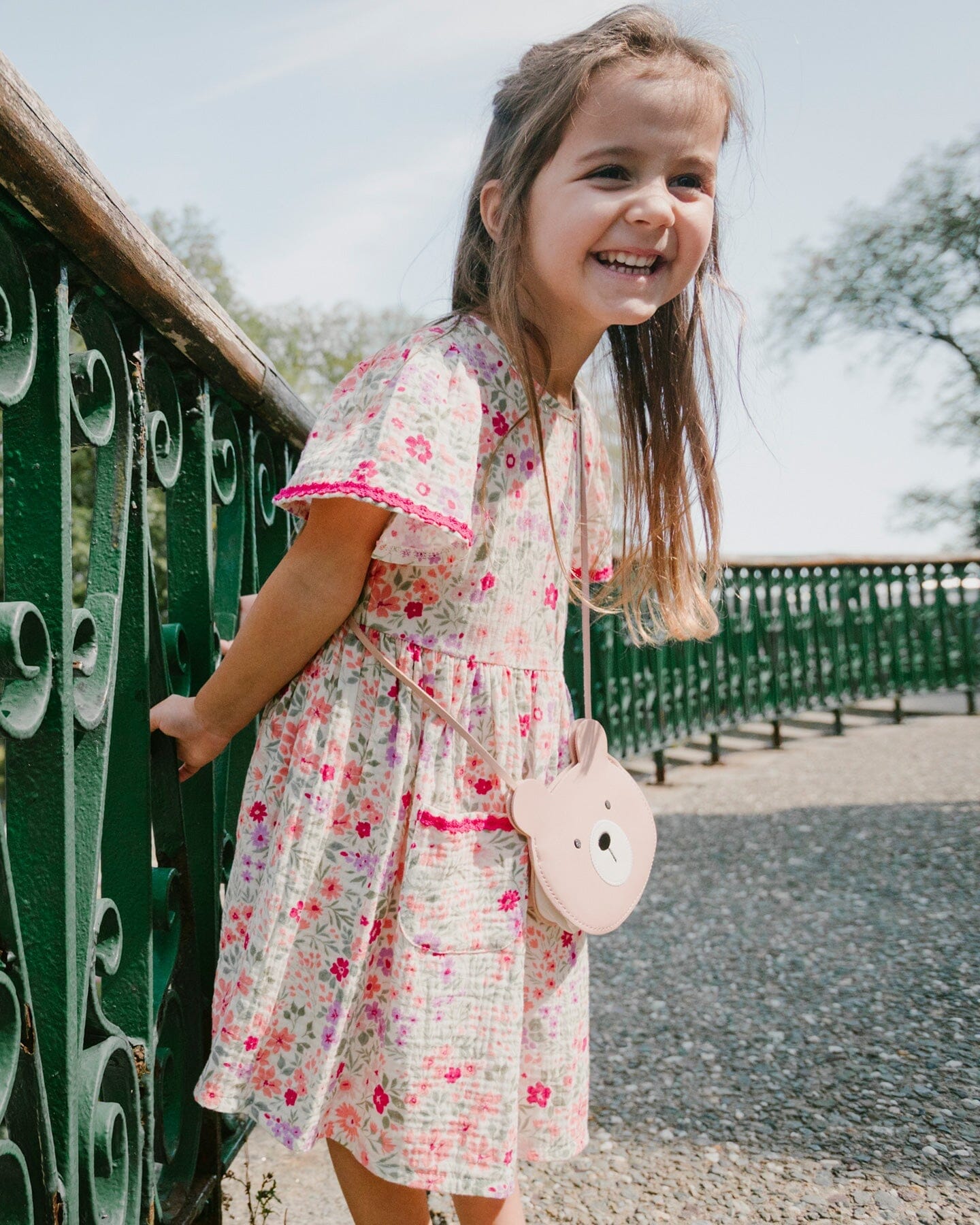 Muslin Dress Off White Printed Flowers - Image 2