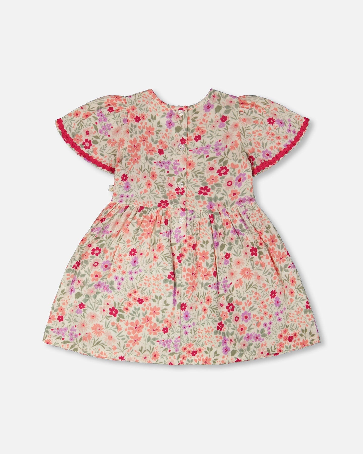 Muslin Dress Off White Printed Flowers - Image 4