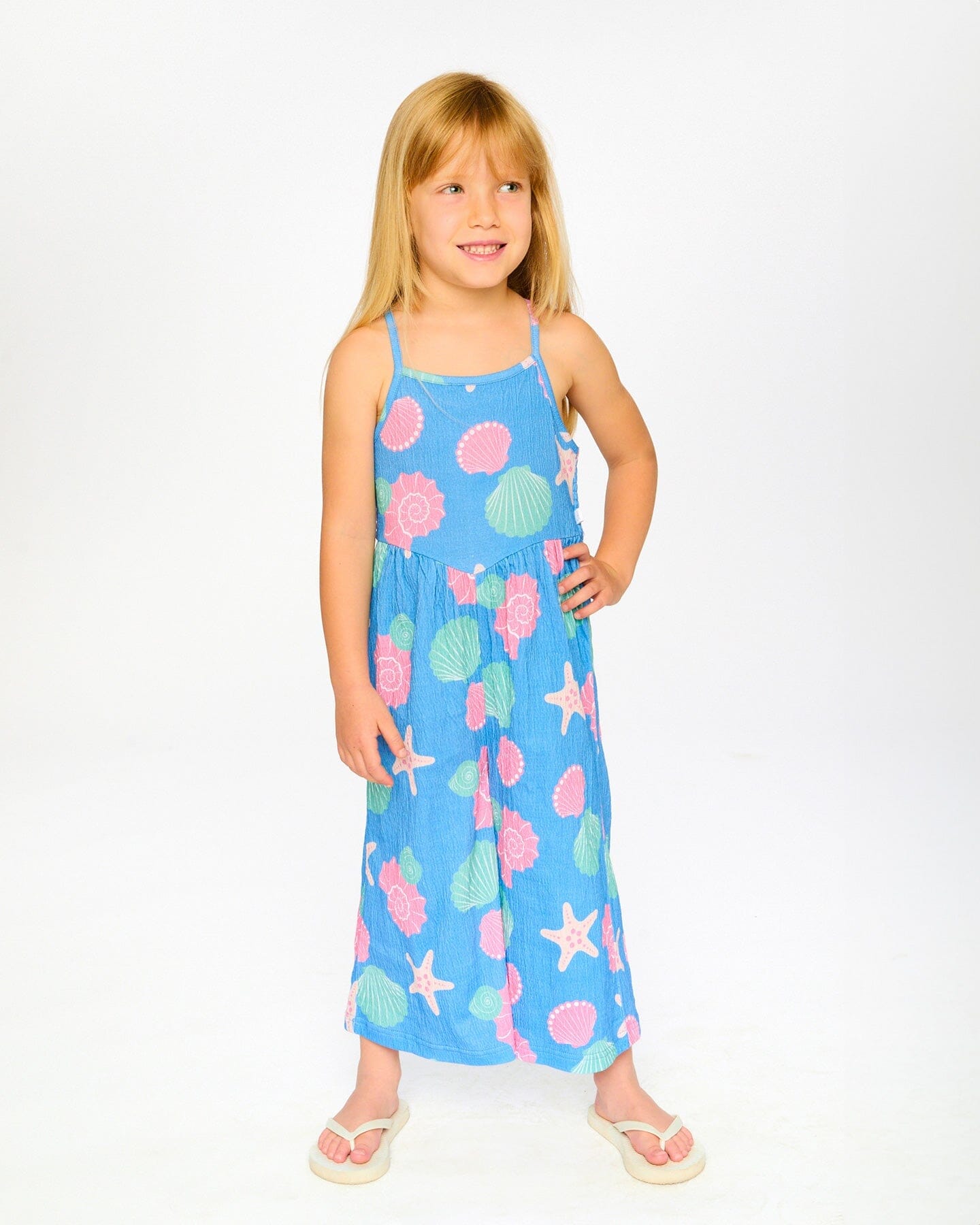 Crinkle Jersey Jumpsuit Blue Shell Print - Image 2
