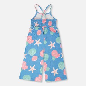 Crinkle Jersey Jumpsuit Blue Shell Print - Image 3