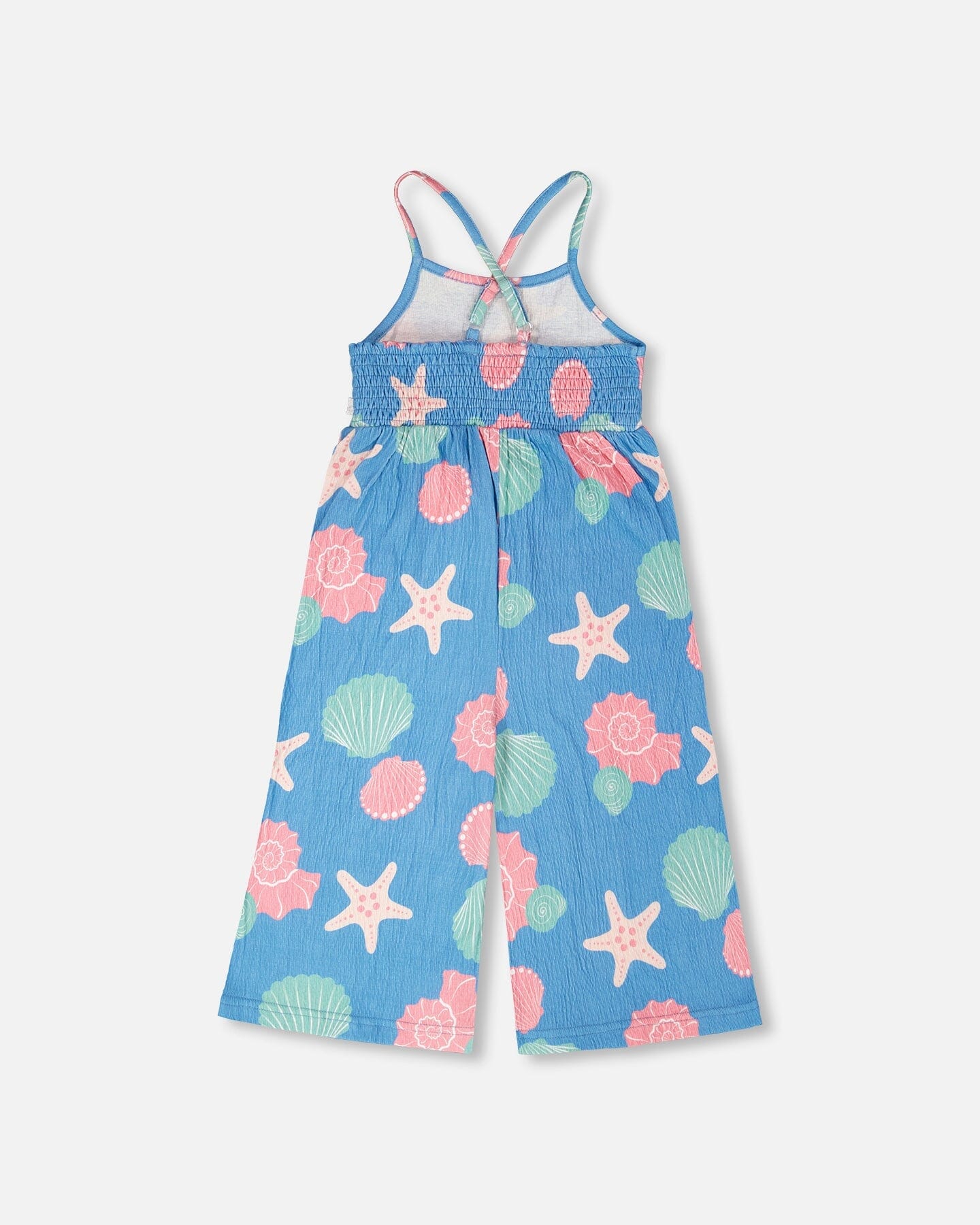 Crinkle Jersey Jumpsuit Blue Shell Print - Image 3