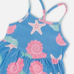 Crinkle Jersey Jumpsuit Blue Shell Print - Image 4