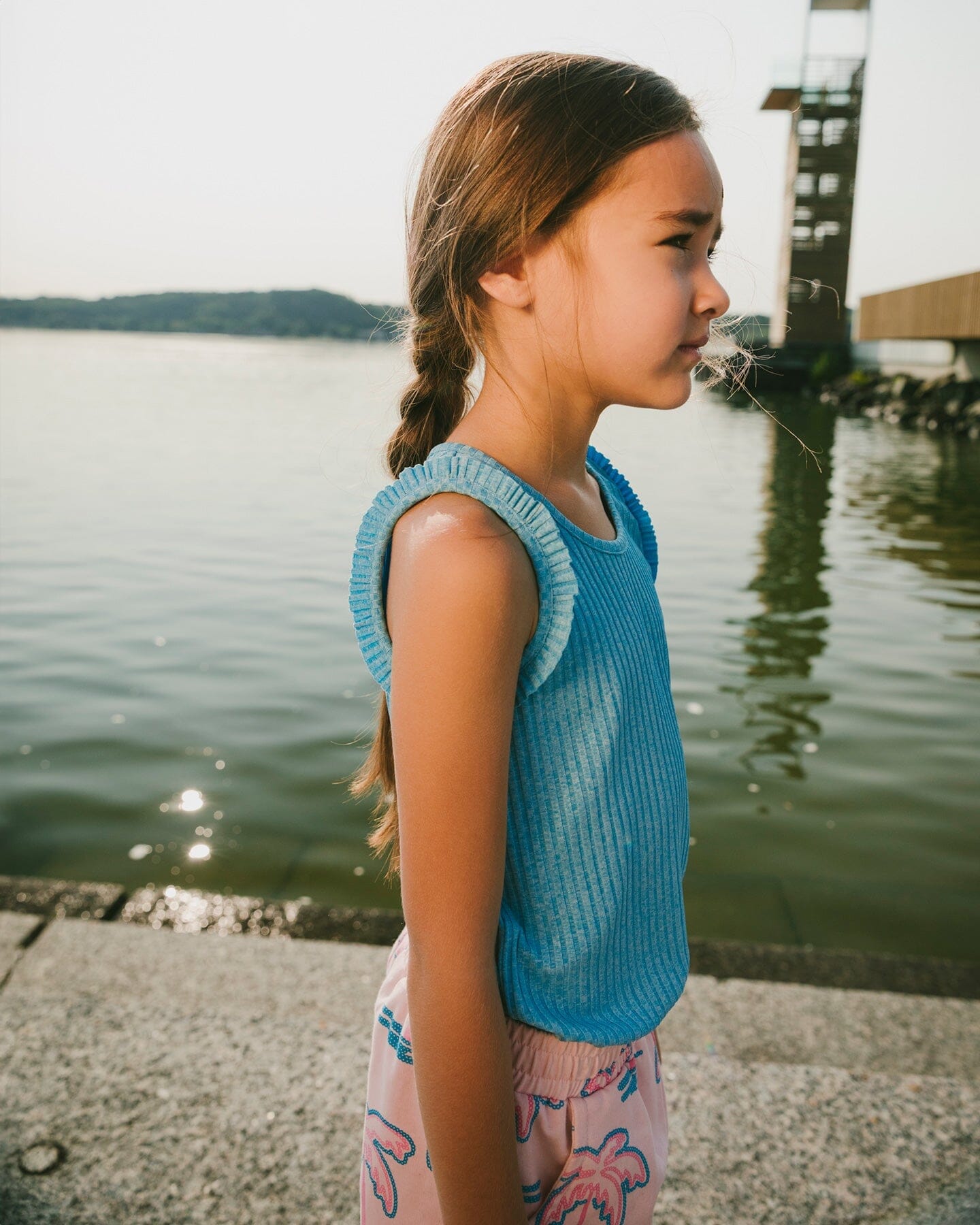 Rib Tank Top Blue - Image 2