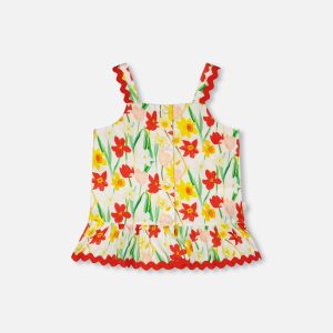 Viscose Top White Daffodil Print