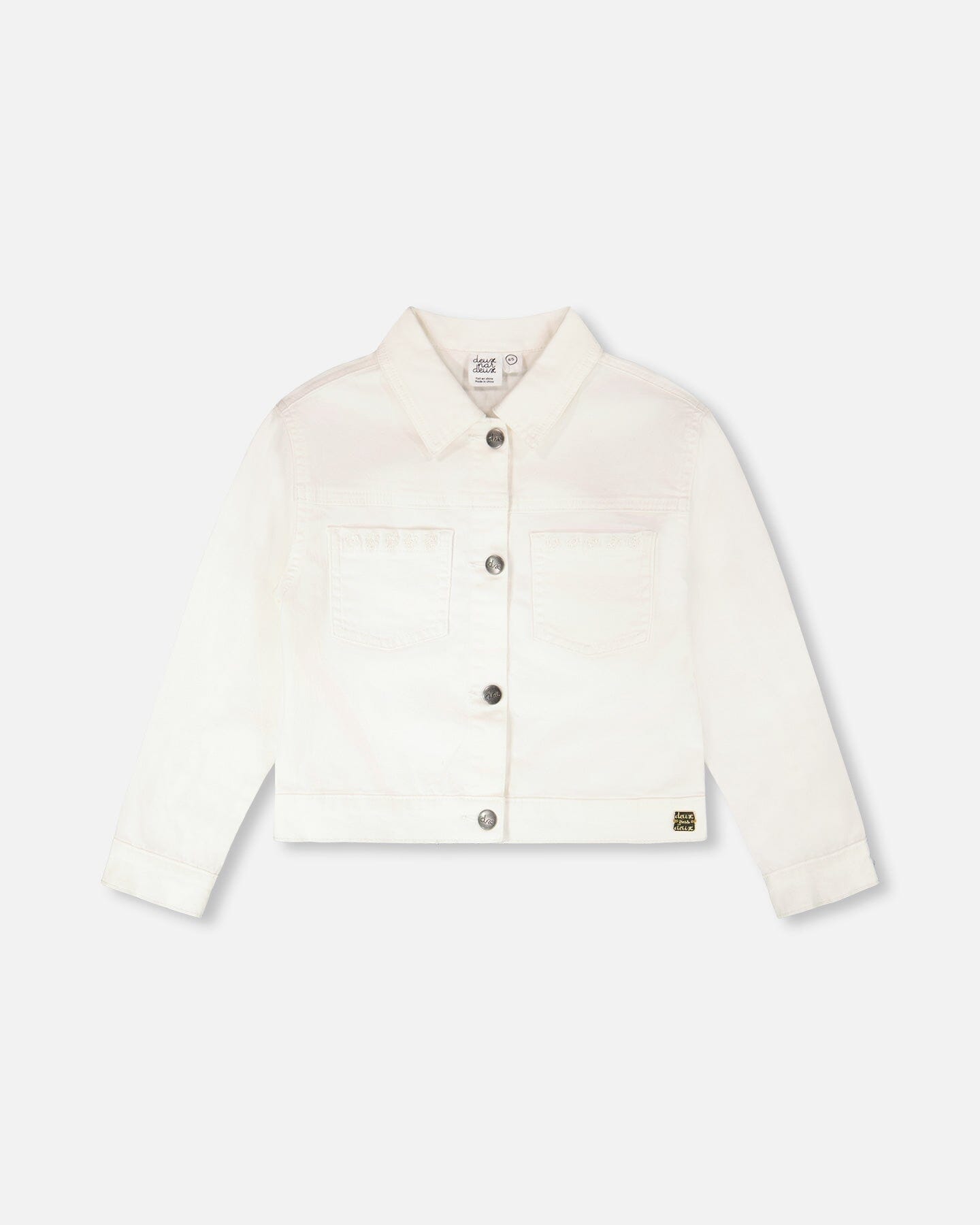 White Denim Jacket With Embroidery - Image 8