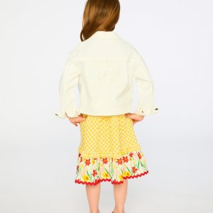 White Denim Jacket With Embroidery - Image 3
