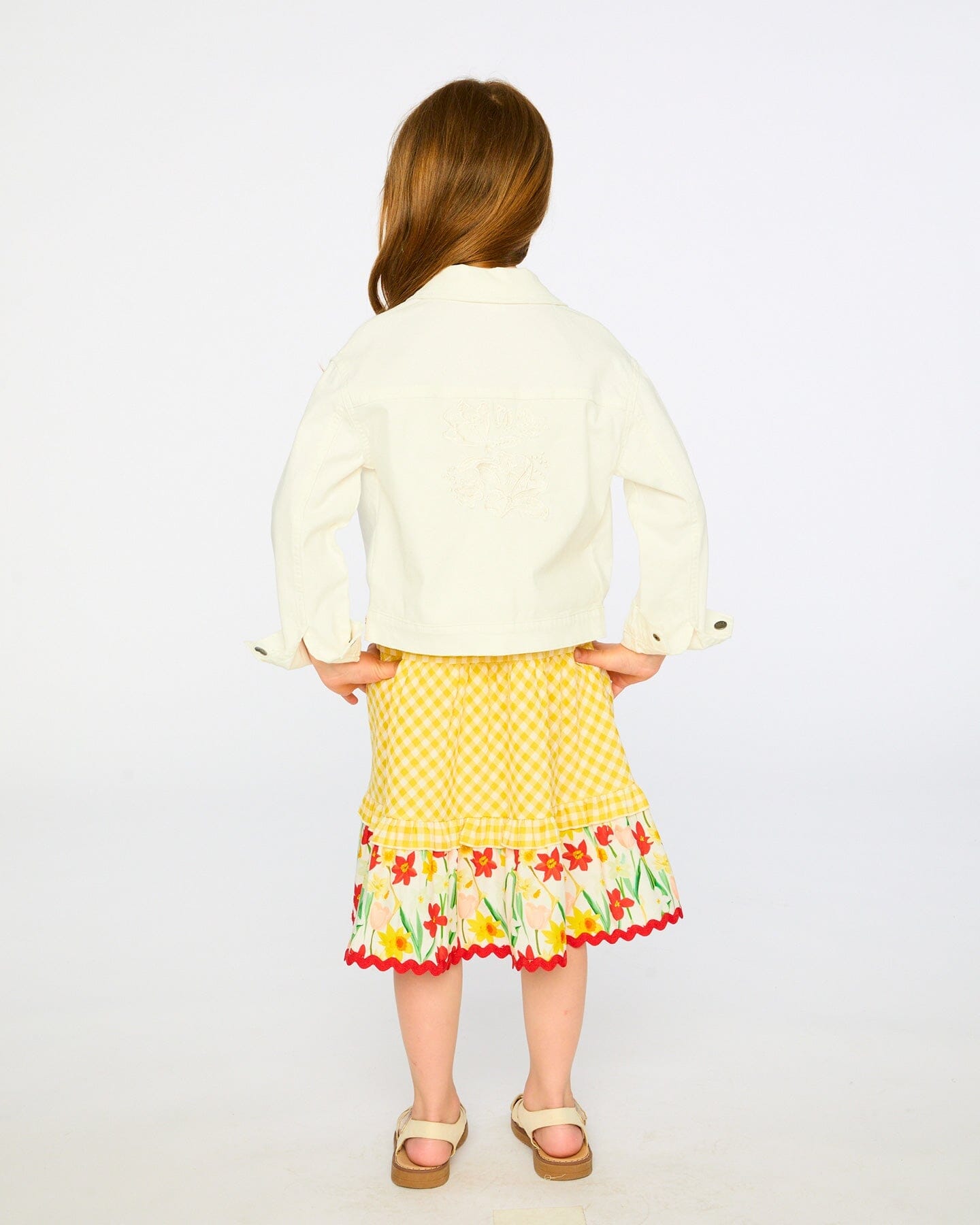 White Denim Jacket With Embroidery - Image 3