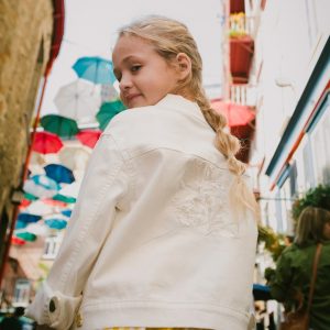 Alternative view of White Denim Jacket With Embroidery