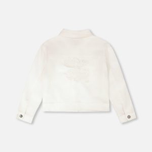 White Denim Jacket With Embroidery - Image 4