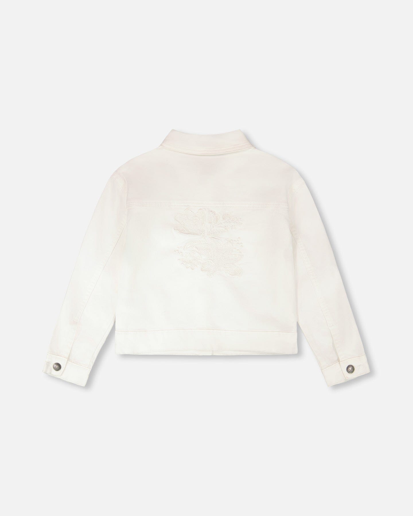 White Denim Jacket With Embroidery - Image 4